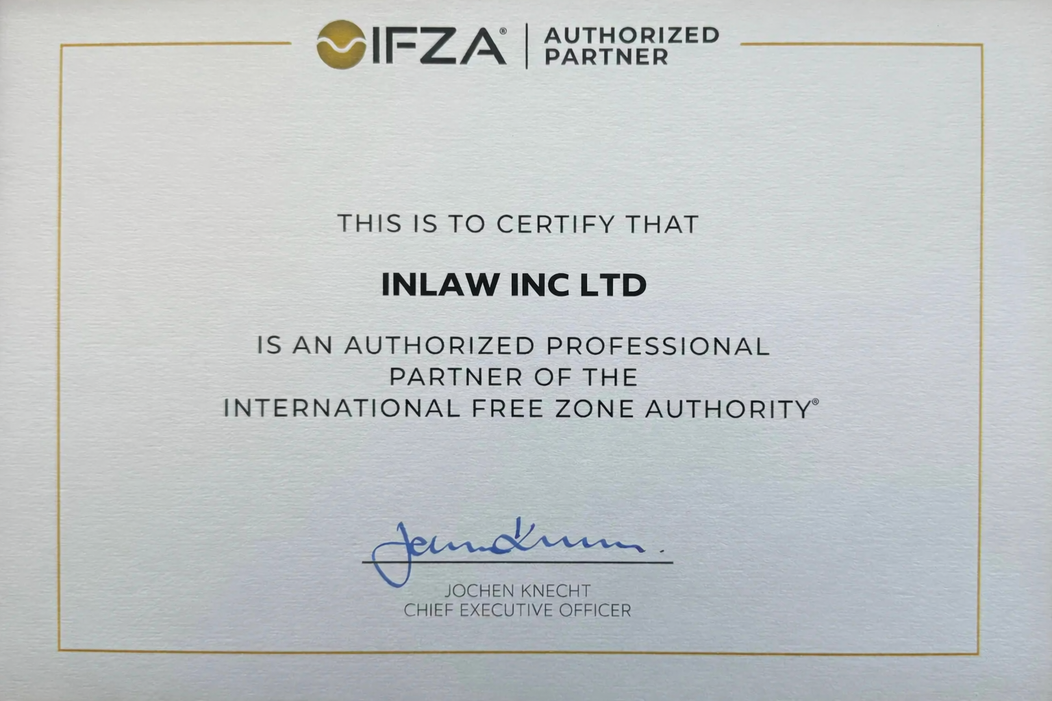 AIFC Certificate